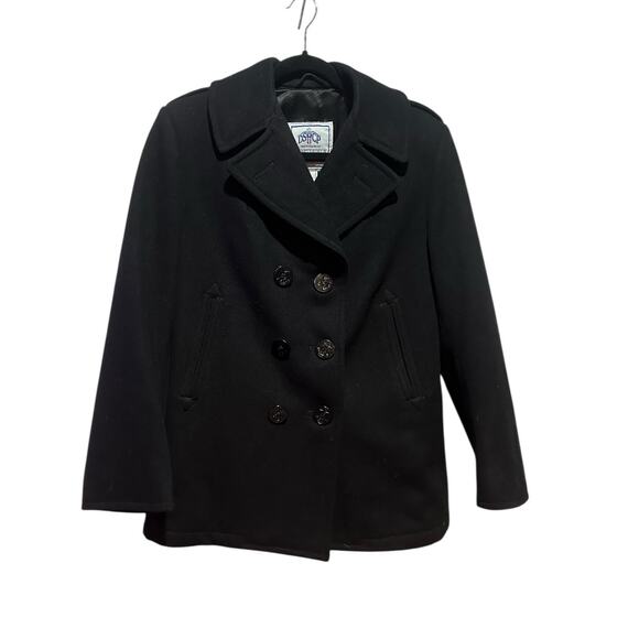 DSCP Quarterdeck Collection Pea Coat Women’s 10R Wool 3 Button Navy - Picture 1 of 6